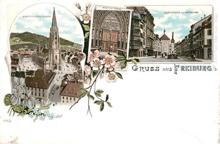 Freiburg Breisgau Muenster Schlossberg Muenster Portal Martinstor Kaiserstrasse