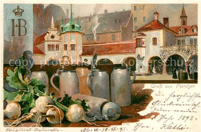 Muenchen Bayern Hofbraeuhaus Masskruege Rettiche