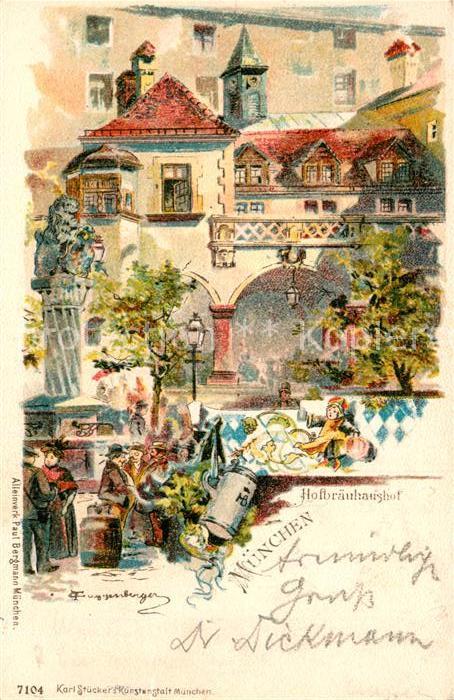 Muenchen Bayern Hofbraeuhaushof Kuenstlerkarte