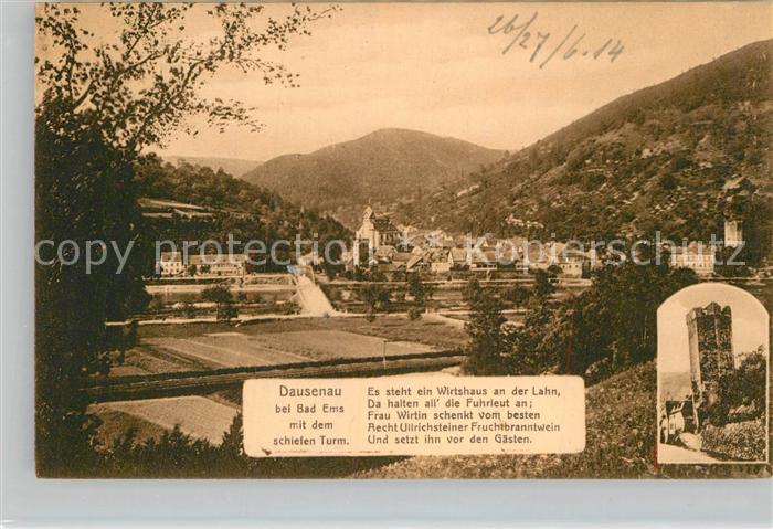Dausenau Schiefer Turm Panorama Es steht ein Wirtshaus an der Lahn