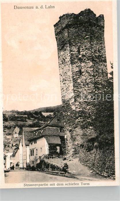 Dausenau Strassenpartie schiefer Turm