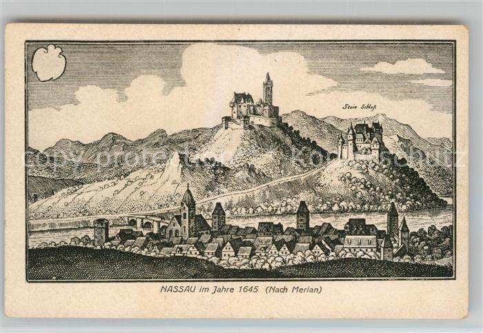 Nassau Bad Stein Schloss Panorama 1645 nach Merian