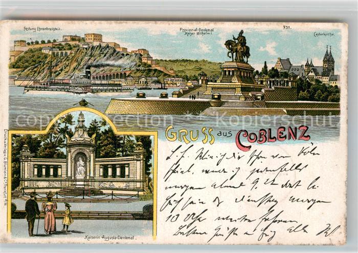 Koblenz Rhein Festung Ehrenbreitstein Kaiser Wilhelm Denkmal Kaiserin Augusta De