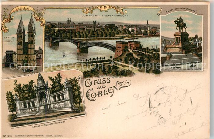 Koblenz Rhein Castor Kirche Eisenbahnbruecke Kaiser Wilhelm Denkmal