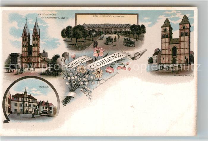 Koblenz Rhein Schloss Castorkirche Castorbrunnen Kaufhaus