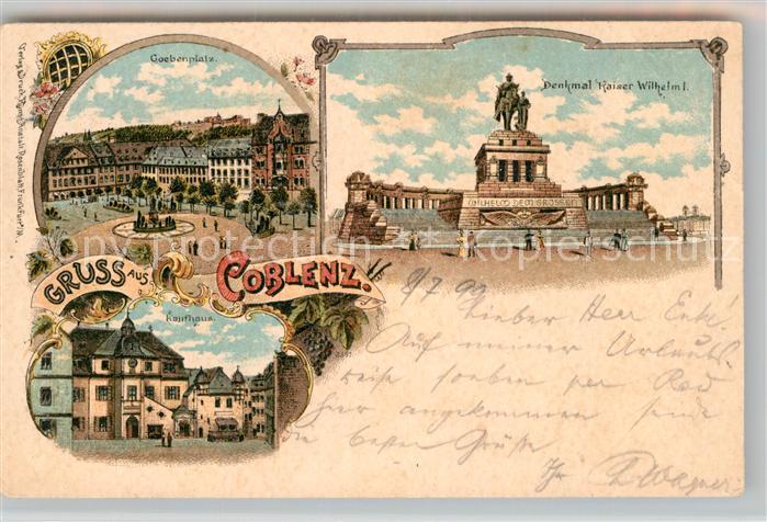 Koblenz Rhein Goebenplatz Denkmal Kaiser Wilhelm I Kaufhaus