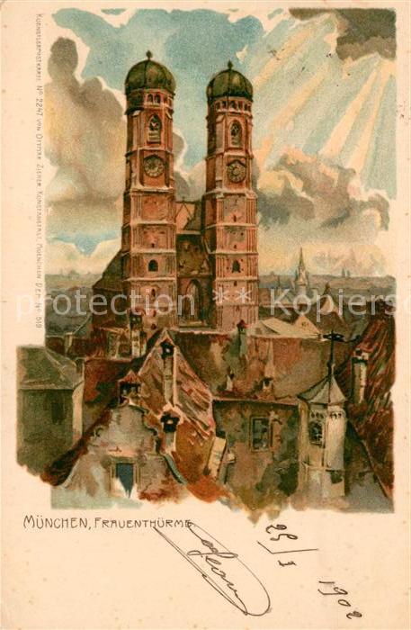 Muenchen Bayern Frauentuerme Kuenstlerkarte