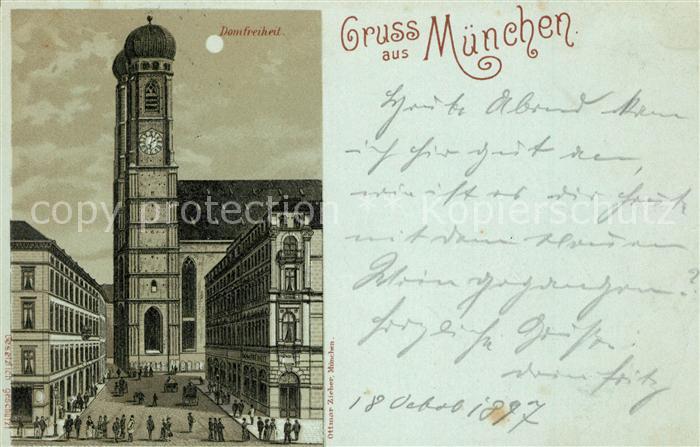 Muenchen Bayern Domfreiheit Mondschein