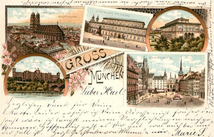 Muenchen Bayern Residenz Marienplatz Maximilianeum Frauenkirche