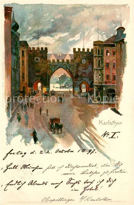 Muenchen Bayern Karlstor Kuenstlerkarte Kley
