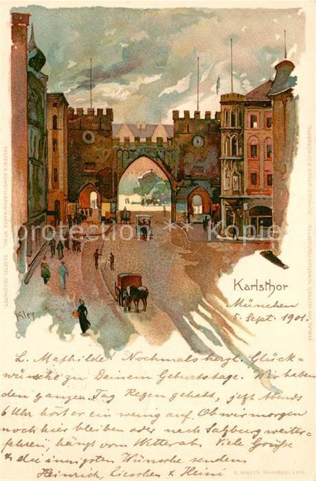 Muenchen Bayern Karlstor Kuenstlerkarte Kley