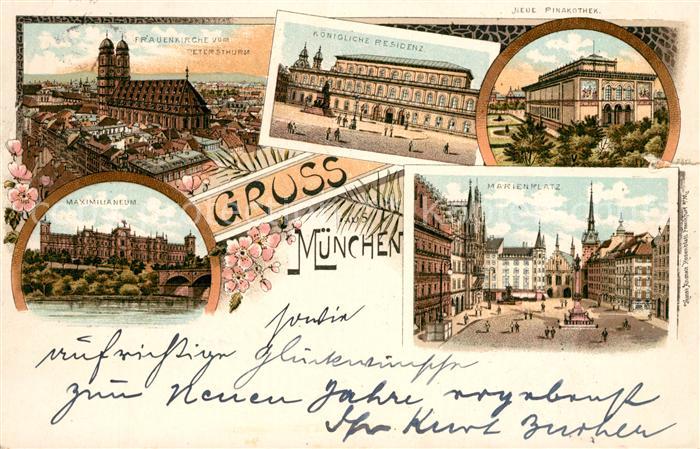 Muenchen Bayern Marienplatz Residenz Pinakothek Frauenkirche