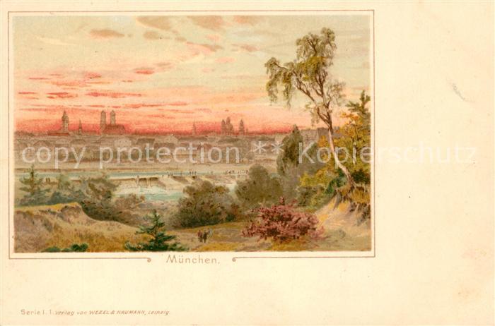 Muenchen Bayern Panorama Abendstimmung