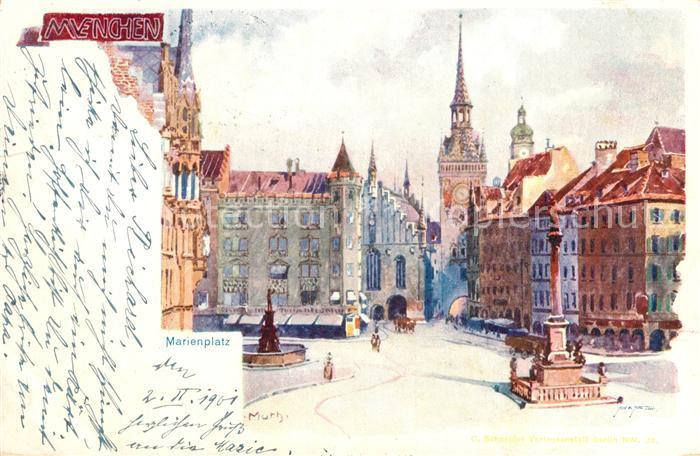 Muenchen Bayern Marienplatz Kuenstlerkarte