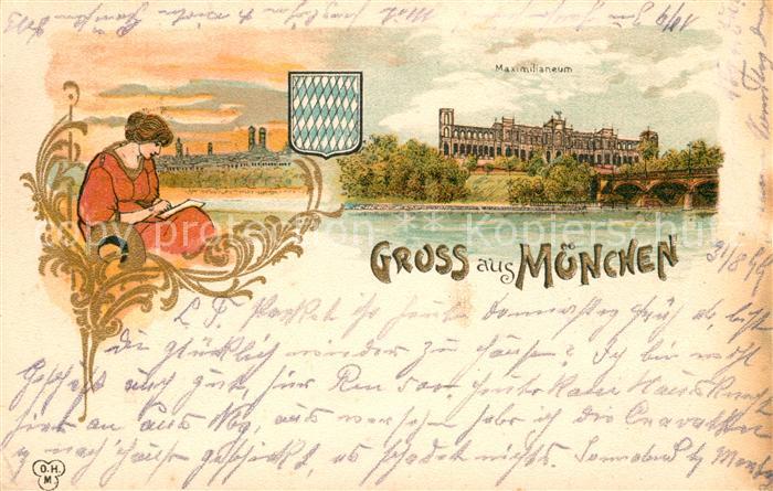 Muenchen Bayern Maximilianeum Panorama Isar