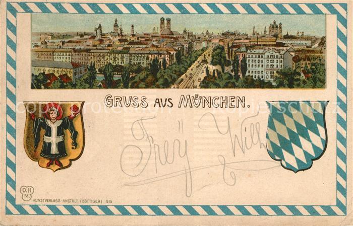 Muenchen Bayern Panorama Wappen Muenchner Kindl