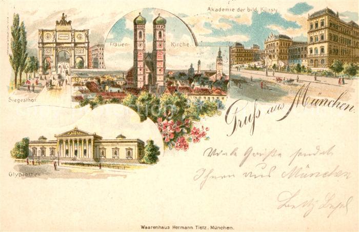 Muenchen Bayern Siegestor Frauenkirche Akademie Glypiothek