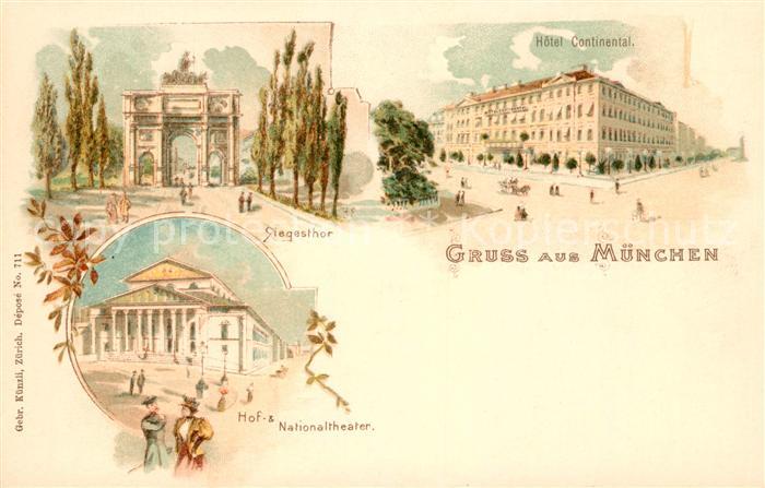 Muenchen Bayern Siegestor Hotel Continental Hof Theater Nationaltheater