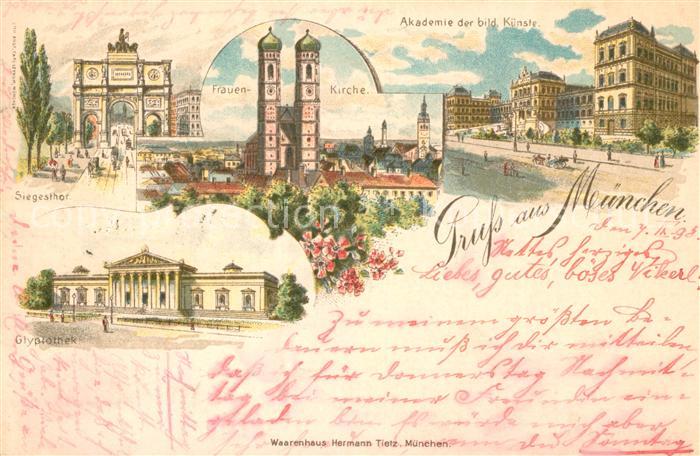 Muenchen Bayern Akademie Frauenkirche Siegestor Glypiothek