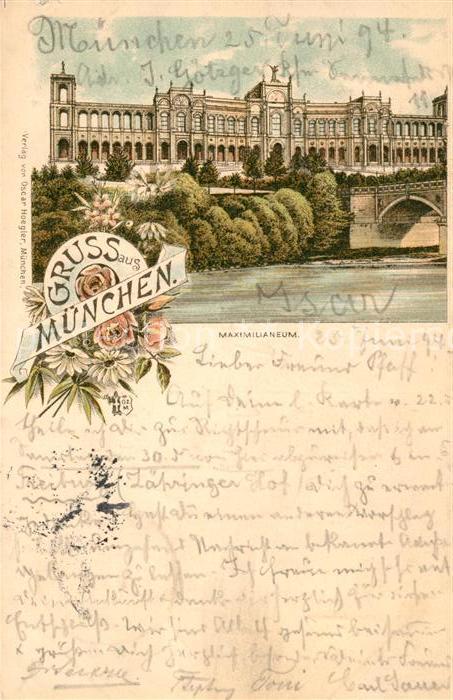 Muenchen Bayern Maximilianeum Bruecke Isar