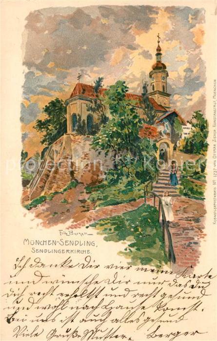 Sendling Muenchen Sendlingerkirche Kuenstlerkarte Bergem