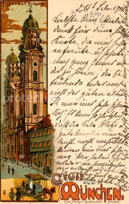 Muenchen Bayern Theatiner Kirche Kuenstlerkarte