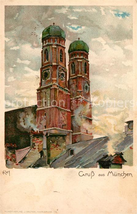 Muenchen Bayern Frauenkirche Kuenstlerkarte Kley