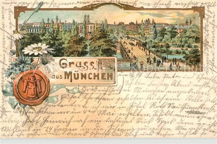 Muenchen Bayern Maximilians Bruecke Panorama