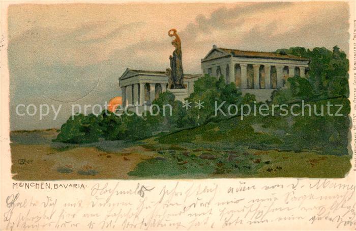 Muenchen Bayern Bavaria Ruhmeshalle Kuenstlerkarte Graf