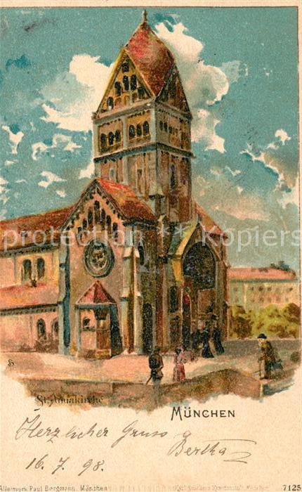 Muenchen Bayern Annakirche Kuenstlerkarte