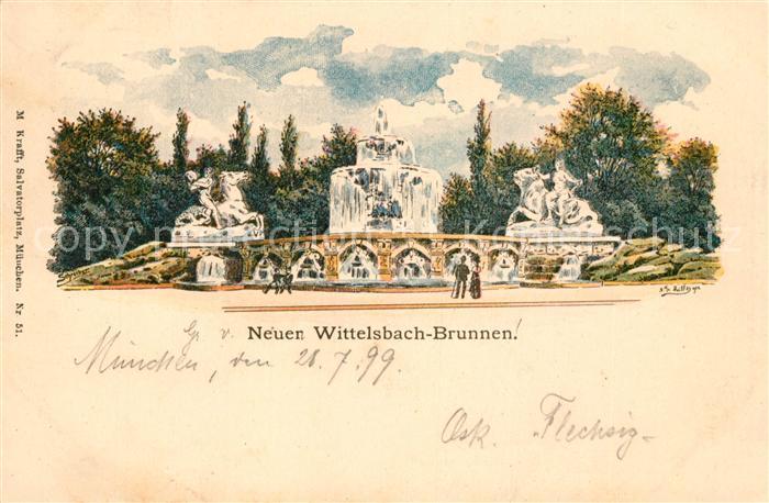 Muenchen Bayern Wittelsbacher Brunnen Kuenstlerkarte Mueller