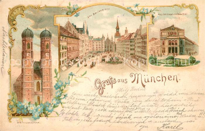 Muenchen Bayern Marienplatz Frauenkirche Gaertnerplatztheater
