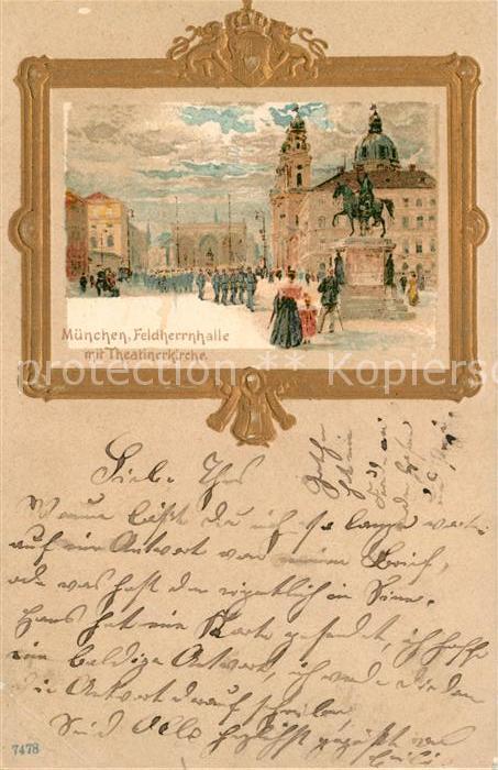 Muenchen Bayern Feldherrnhalle Theatinerkirche