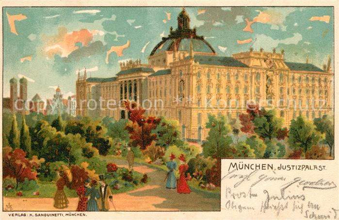Muenchen Bayern Justizpalast Kuenstlerkarte