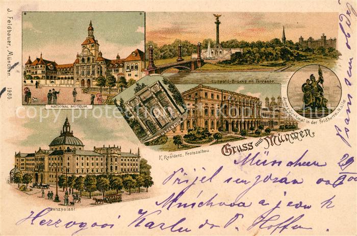 Muenchen Bayern Residenz Festsaalbau Justizpalast National Museum Luitpold Bruec