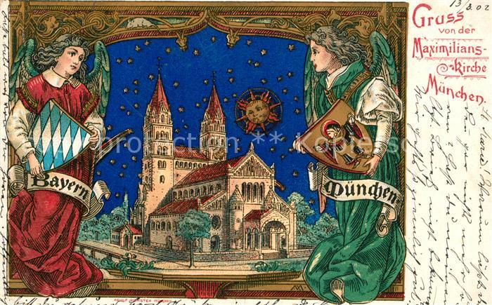 Muenchen Bayern Maximilianskirche Engel mit Wappen