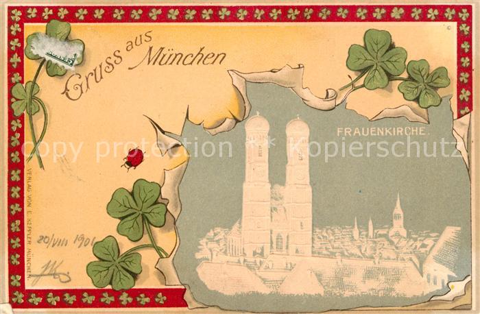 Muenchen Bayern Frauenkirche Negativaufnahme Kleeblaetter