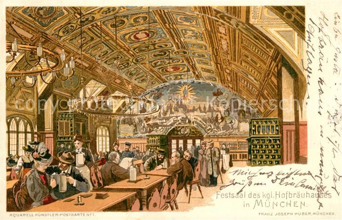 Muenchen Bayern Hofbraeuhaus Festsaal Kuenstlerkarte