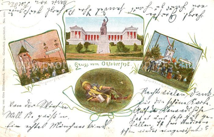 Muenchen Bayern Oktoberfestgruesse Bavaria Ruhmeshalle