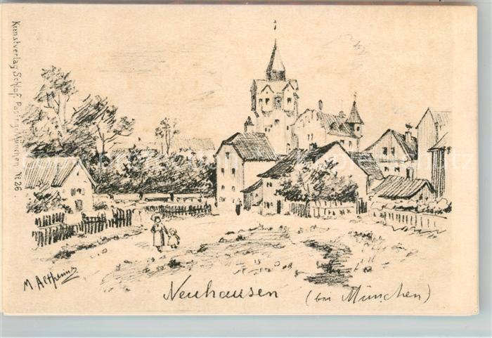 Neuhausen-Nymphenburg Panorama Kuenstlerkarte Althering