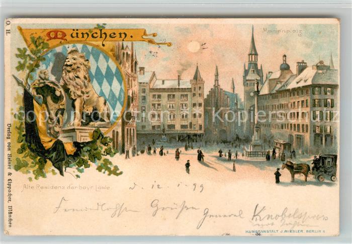 Muenchen Bayern Marienplatz Bayrischer Loewen