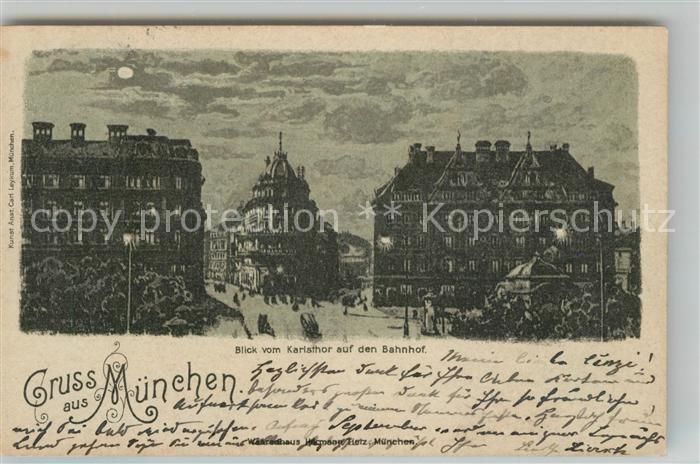 Muenchen Bayern Karlstor Richtung Bahnhof Mondschein