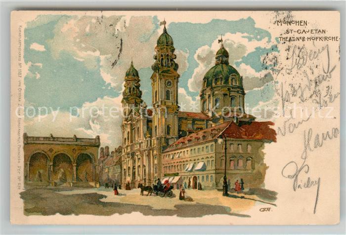 Muenchen Bayern Feldherrnhalle Theatiner Hofkirche Kuenstlerkarte Graf