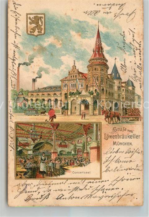 Muenchen Bayern Loewenbraeukeller Brauereifuhrwerk Conzertsaal