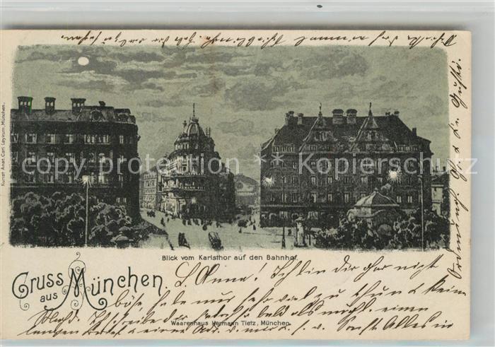 Muenchen Bayern Karlstor Richtung Bahnhof Mondschein
