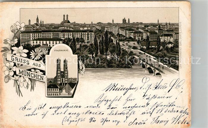 Muenchen Bayern Frauenkirche Panorama Bruecke