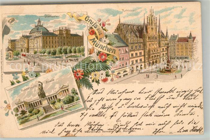 Muenchen Bayern Rathaus Justizpalast Bavaria Ruhmeshalle