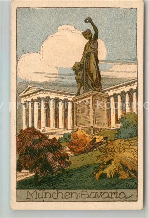 Muenchen Bayern Bavaria Ruhmeshalle Kuenstlerkarte