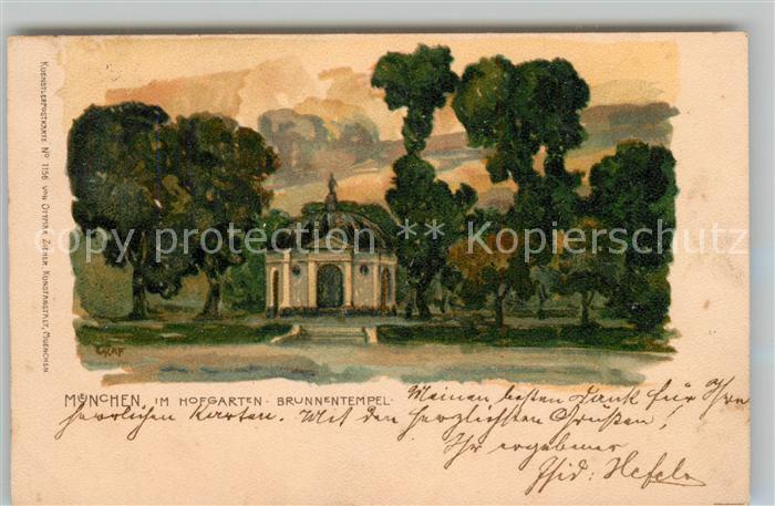 Muenchen Bayern Hofgaten Brunnentempel Kuenstlerkarte Graf