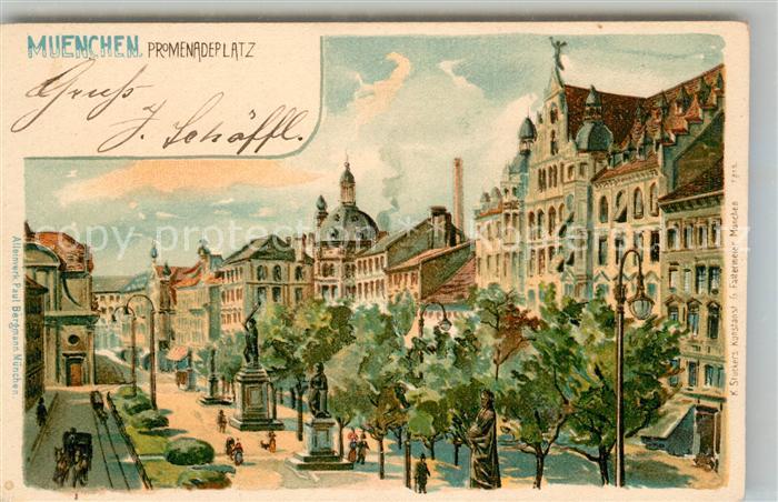 Muenchen Bayern Promendeplatz Kuenstlerkarte